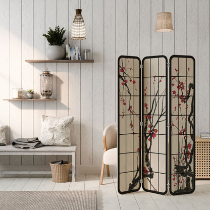 JAPANESE BLOSSOMS 3-Panel Plywood Room Divider