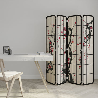 JAPANESE BLOSSOMS 4-Panel Plywood Room Divider