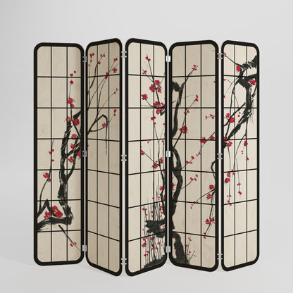 JAPANESE BLOSSOMS 5-Panel Plywood Room Divider