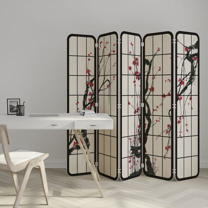 JAPANESE BLOSSOMS 5-Panel Plywood Room Divider