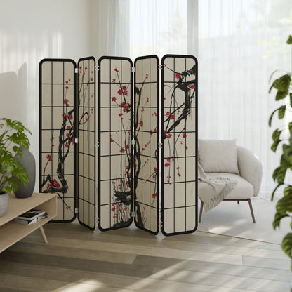 JAPANESE BLOSSOMS 5-Panel Plywood Room Divider