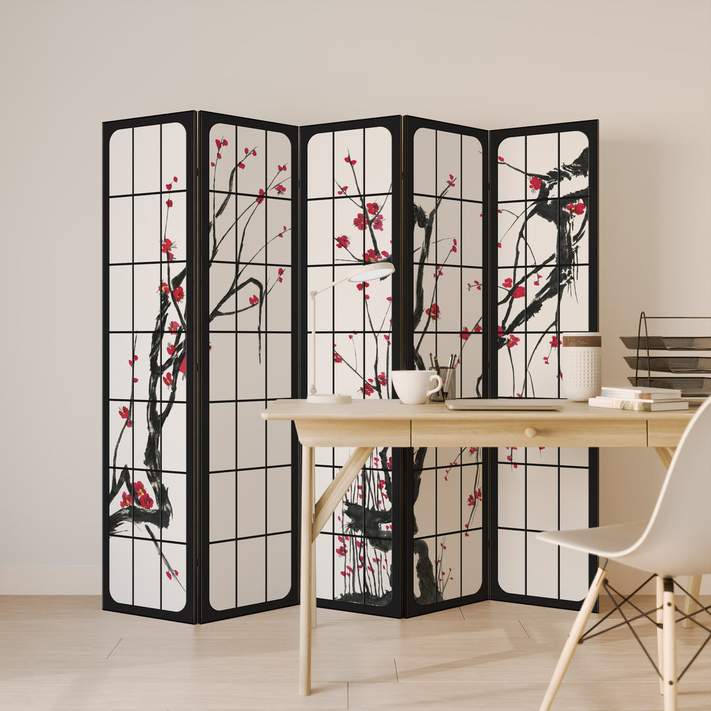 JAPANESE BLOSSOMS 5-Panel Room Divider