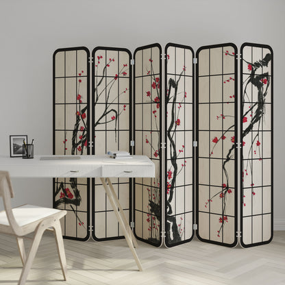 JAPANESE BLOSSOMS 6-Panel Plywood Room Divider