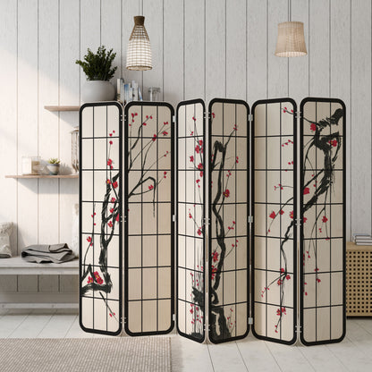 JAPANESE BLOSSOMS 6-Panel Plywood Room Divider