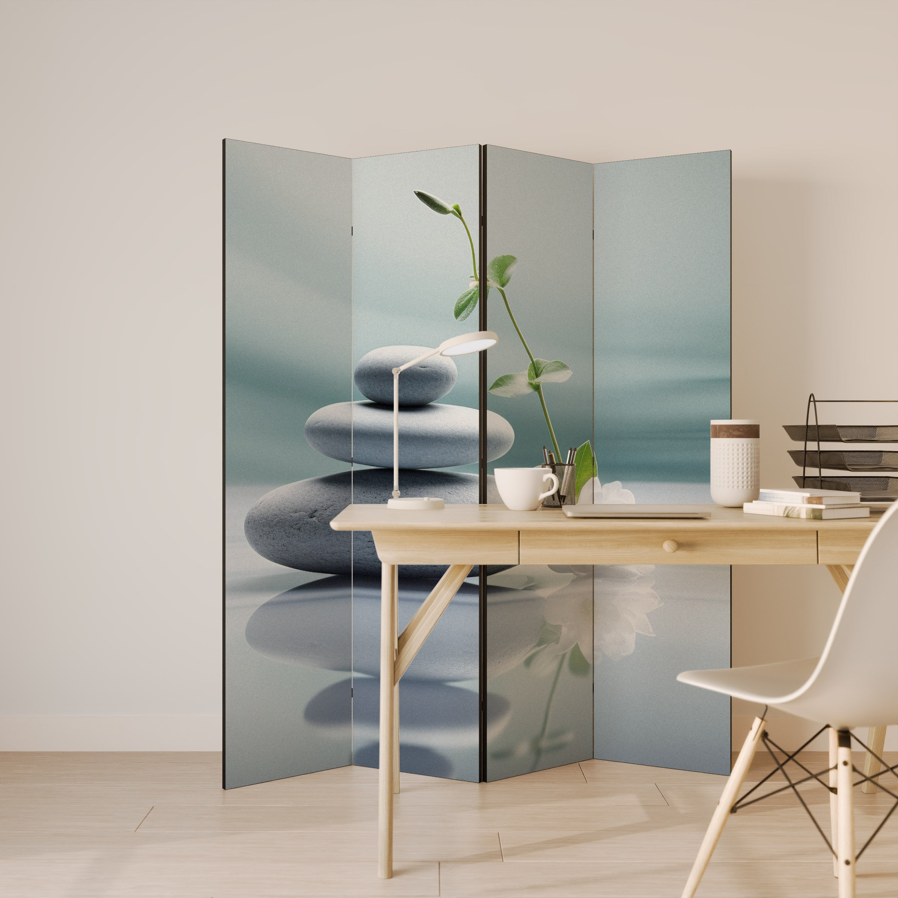 TRANQUIL STONE BALANCE Rumsavdelare 4 paneler