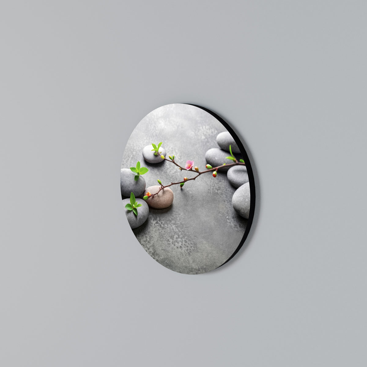 STONES AND BLOSSOMS Arte de pared redondo
