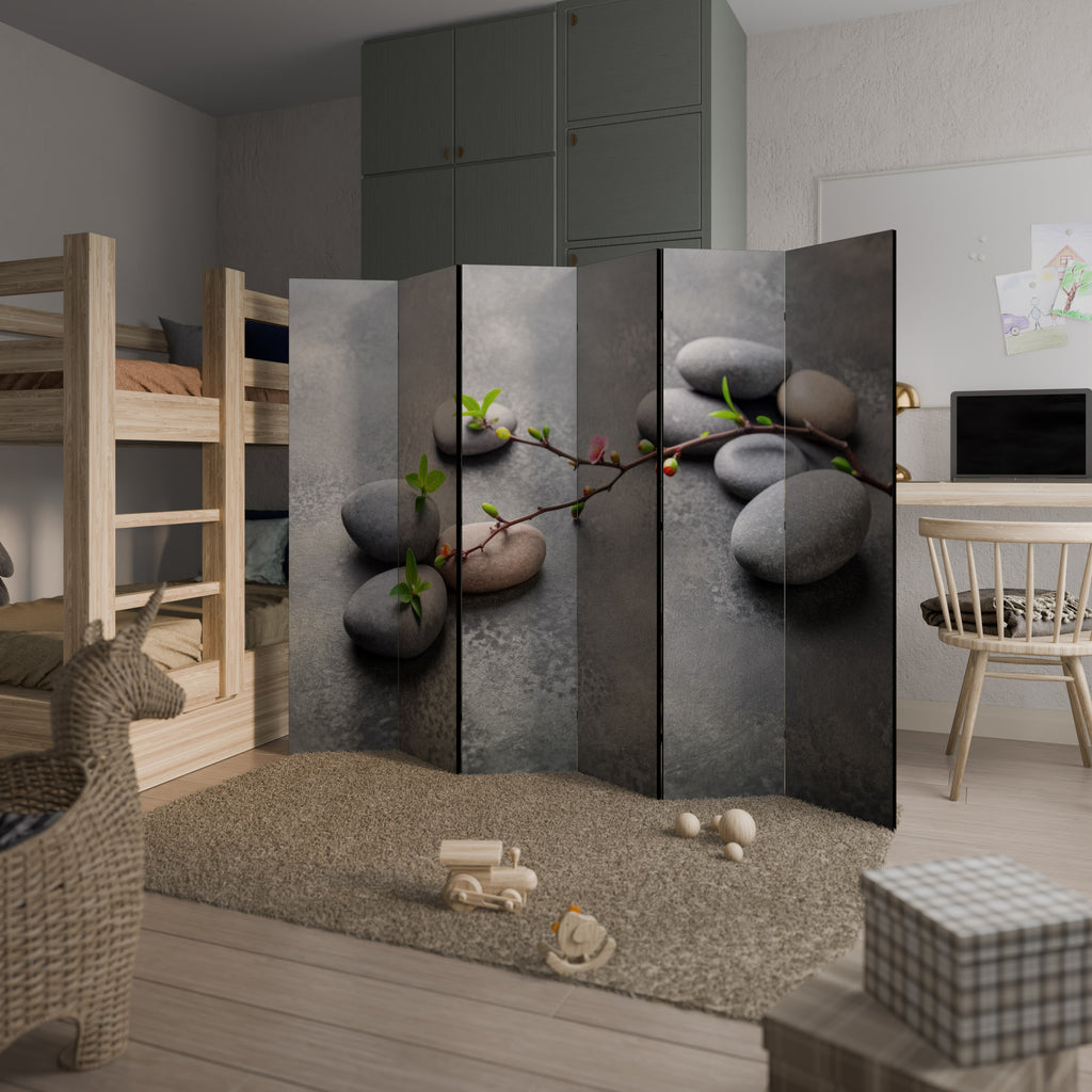 STONES AND BLOSSOMS 6-teiliger Paravent