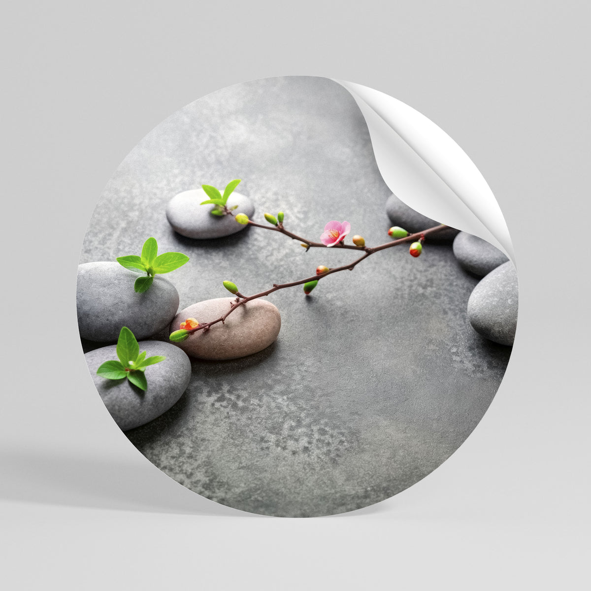 STONES AND BLOSSOMS Adesivo rotondo riposizionabile