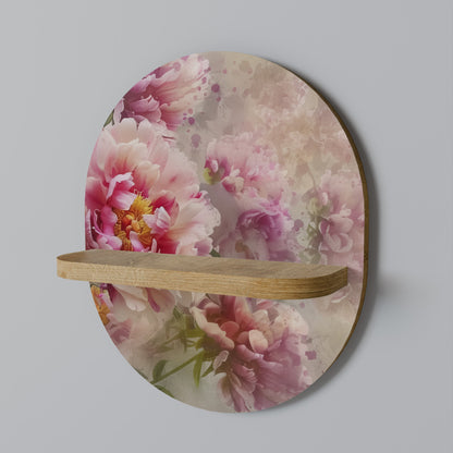 PEONY WHISPER Oval Art Shelf In Oak Effect