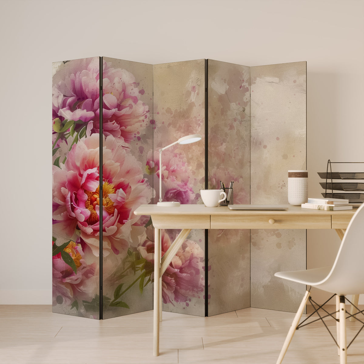 PEONY WHISPER Biombo de 5 paneles