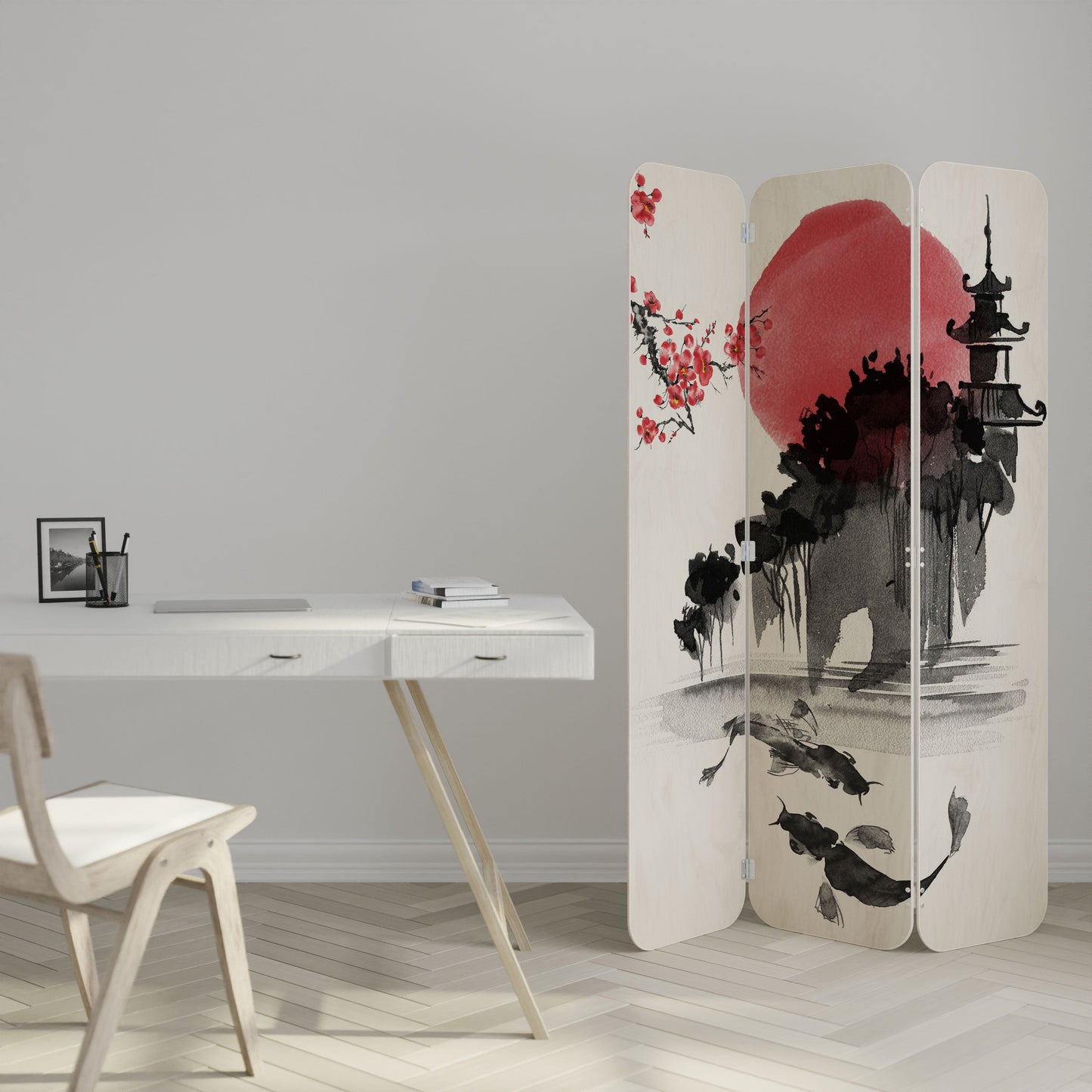 CHERRY SHADOWS 3-Panel Plywood Room Divider