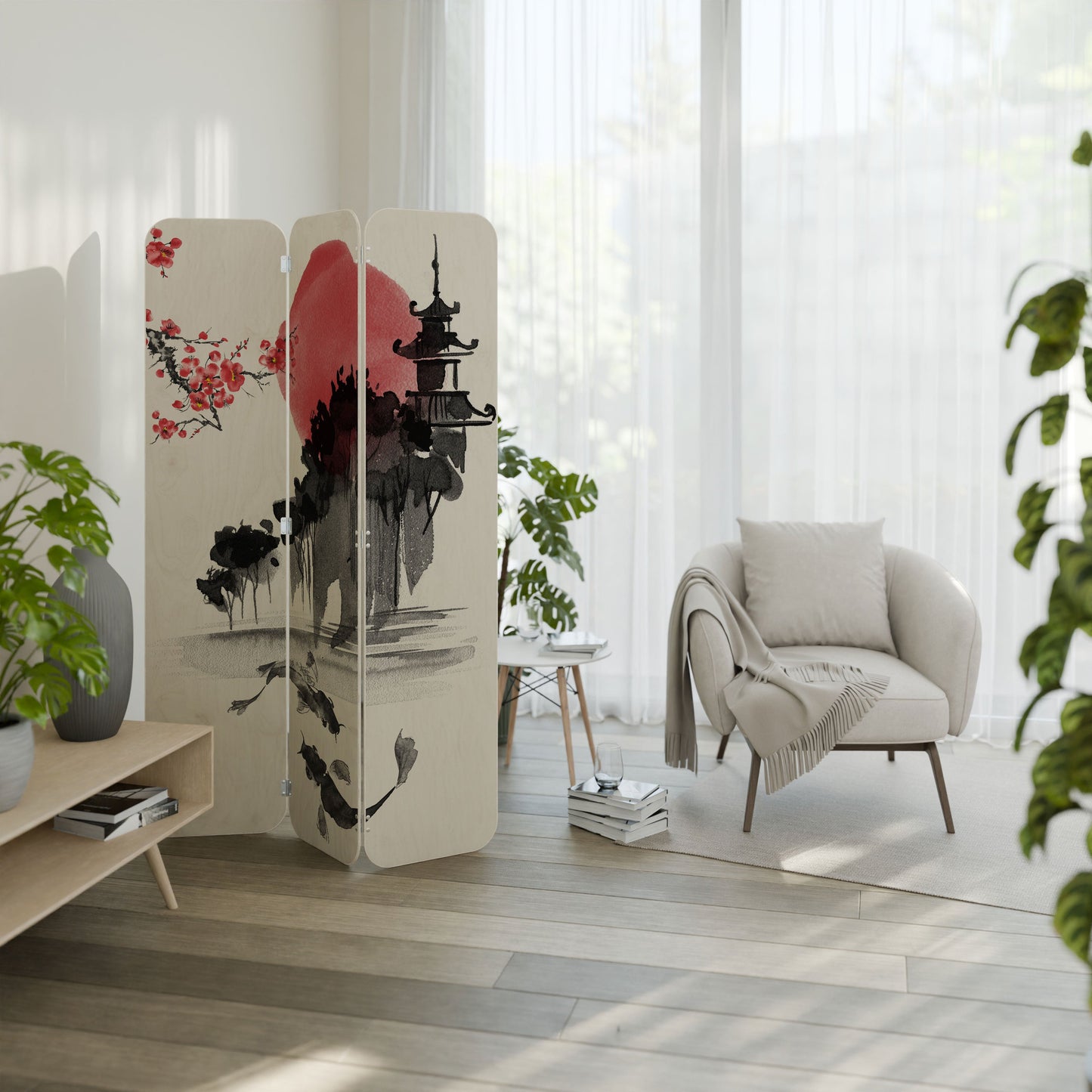 CHERRY SHADOWS 3-Panel Plywood Room Divider