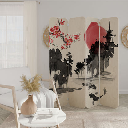 CHERRY SHADOWS 4-Panel Plywood Room Divider