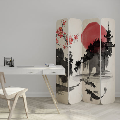 CHERRY SHADOWS 4-Panel Plywood Room Divider