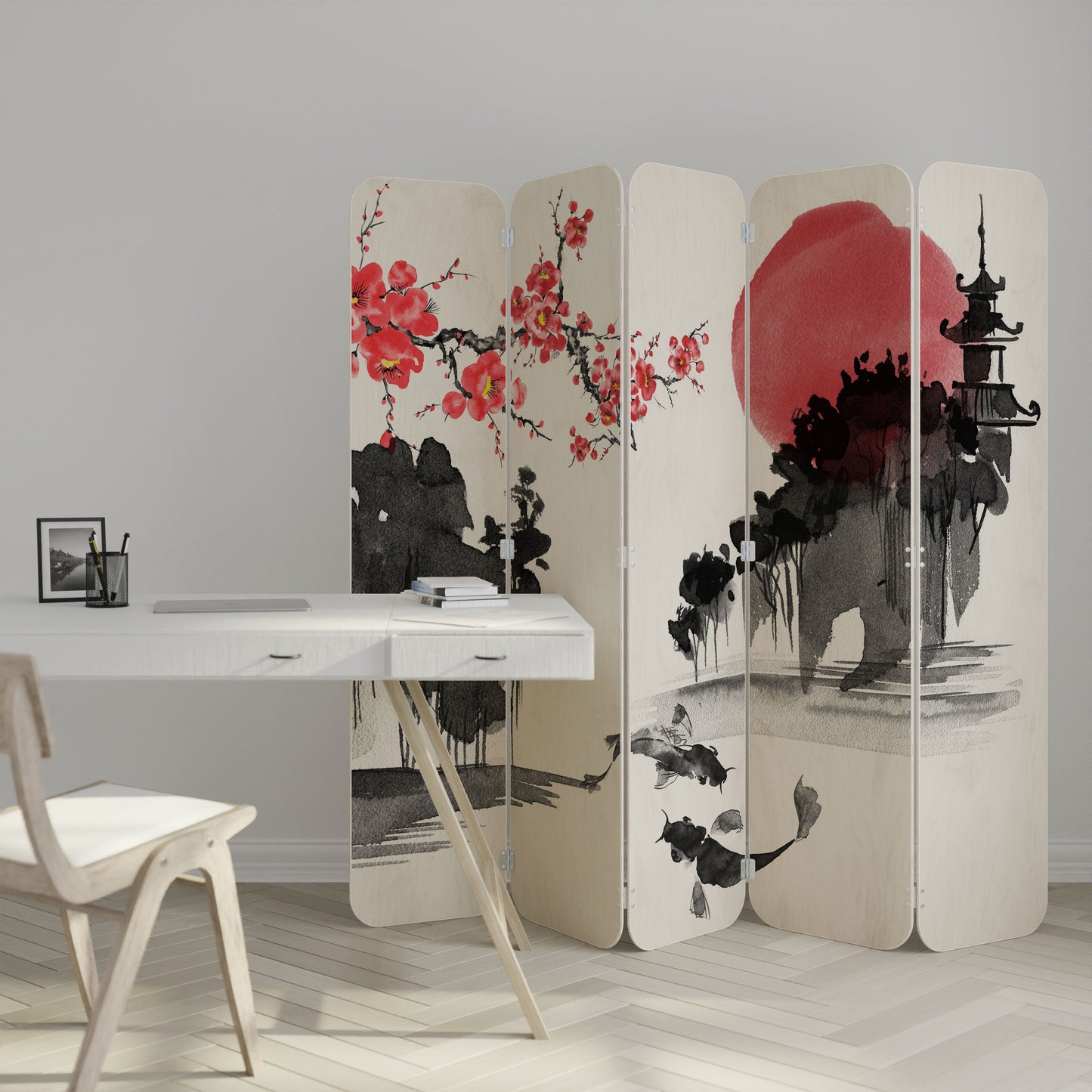 CHERRY SHADOWS 5-Panel Plywood Room Divider