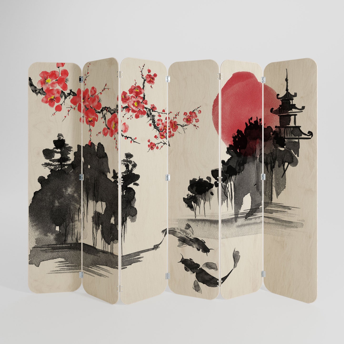 CHERRY SHADOWS 6-Panel Plywood Room Divider