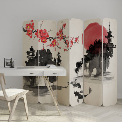 CHERRY SHADOWS 6-Panel Plywood Room Divider