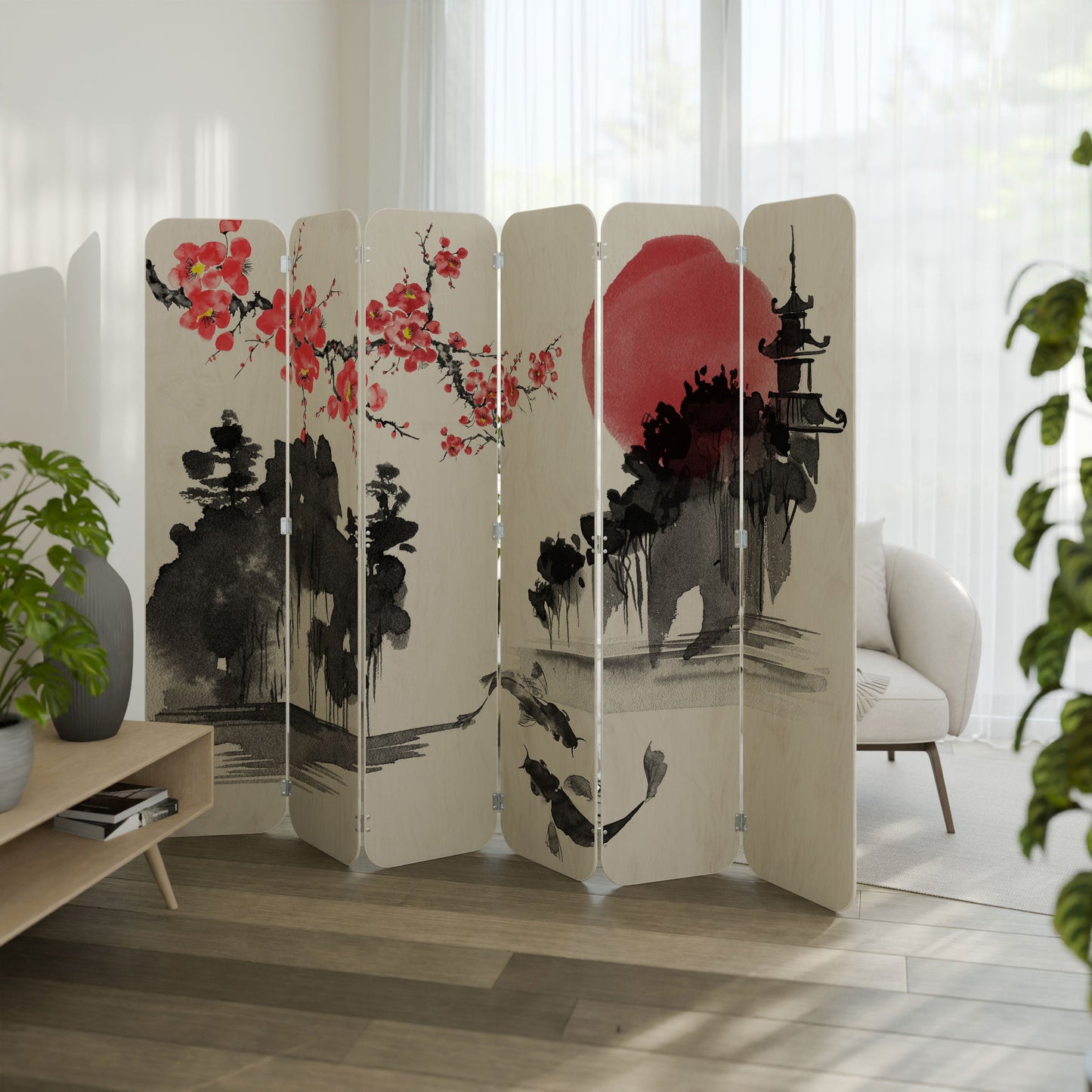 CHERRY SHADOWS 6-Panel Plywood Room Divider