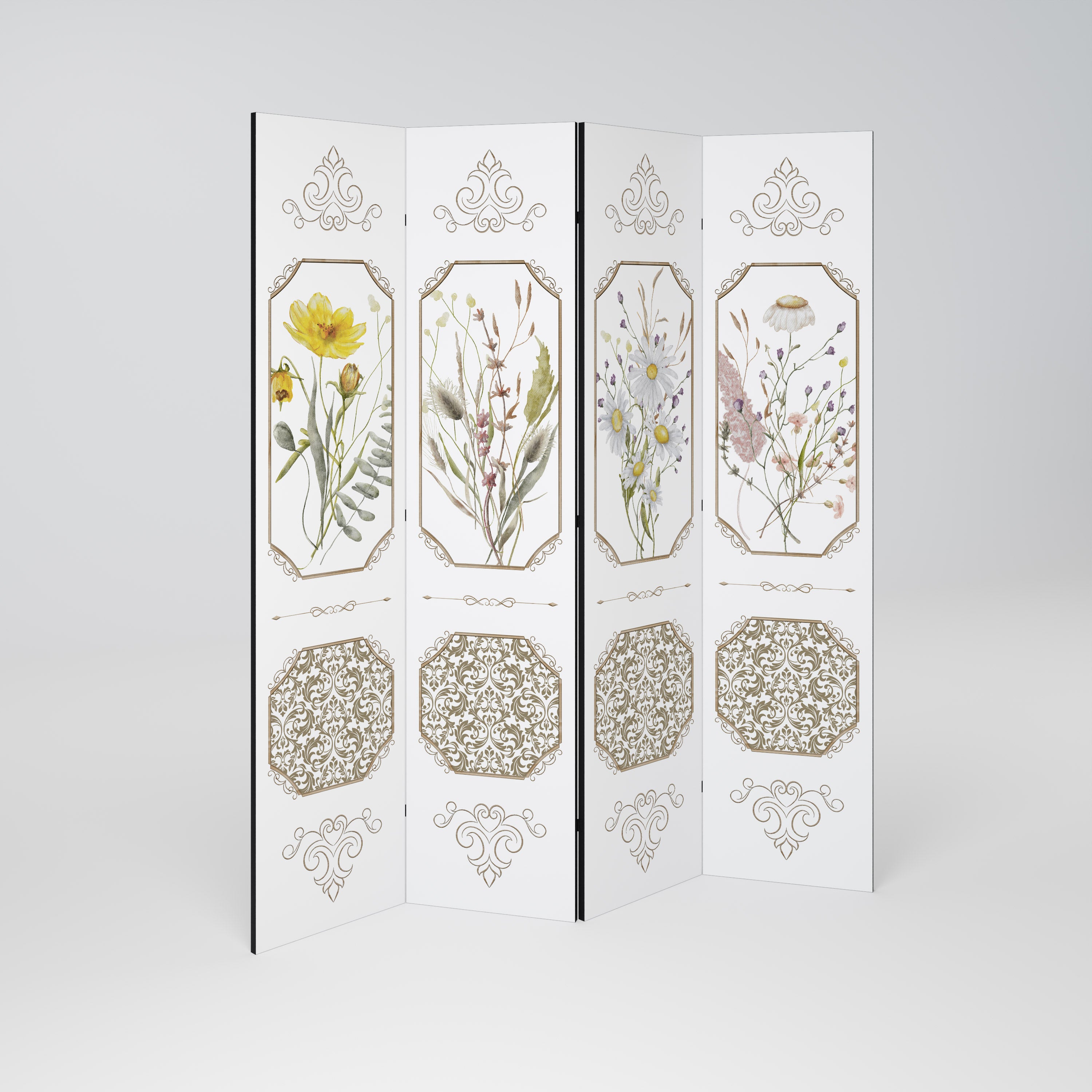 ELEGANT BOTANICAL TAPESTRY Rumsavdelare 4 paneler