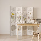 ELEGANT BOTANICAL TAPESTRY Biombo de 4 paneles