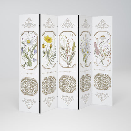 ELEGANT BOTANICAL TAPESTRY Dekorativ rumsavdelare – 5 paneler