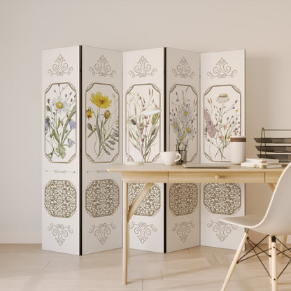 ELEGANT BOTANICAL TAPESTRY Dekorativ rumsavdelare – 5 paneler