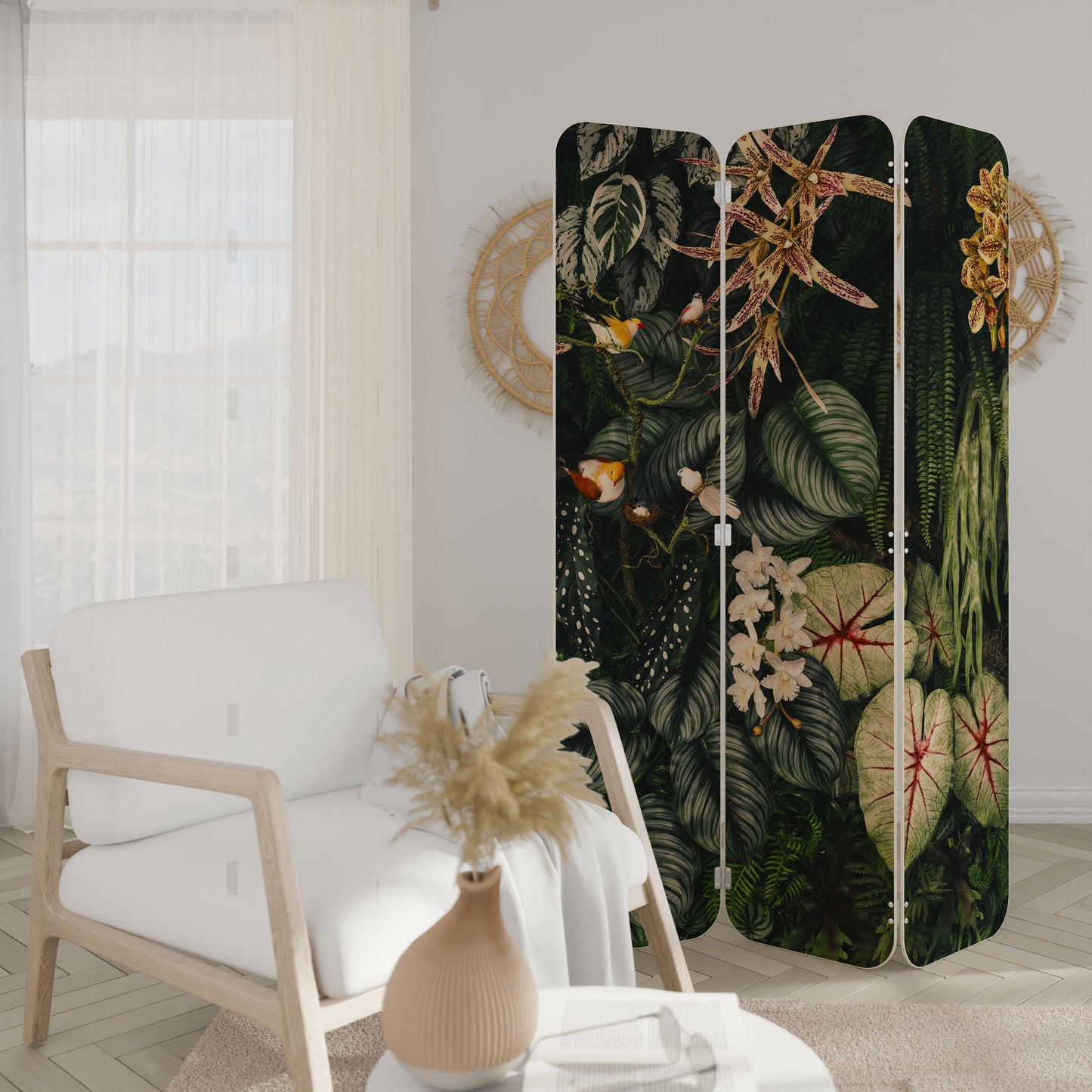 SILENT WILDERNESS 3-Panel Plywood Room Divider