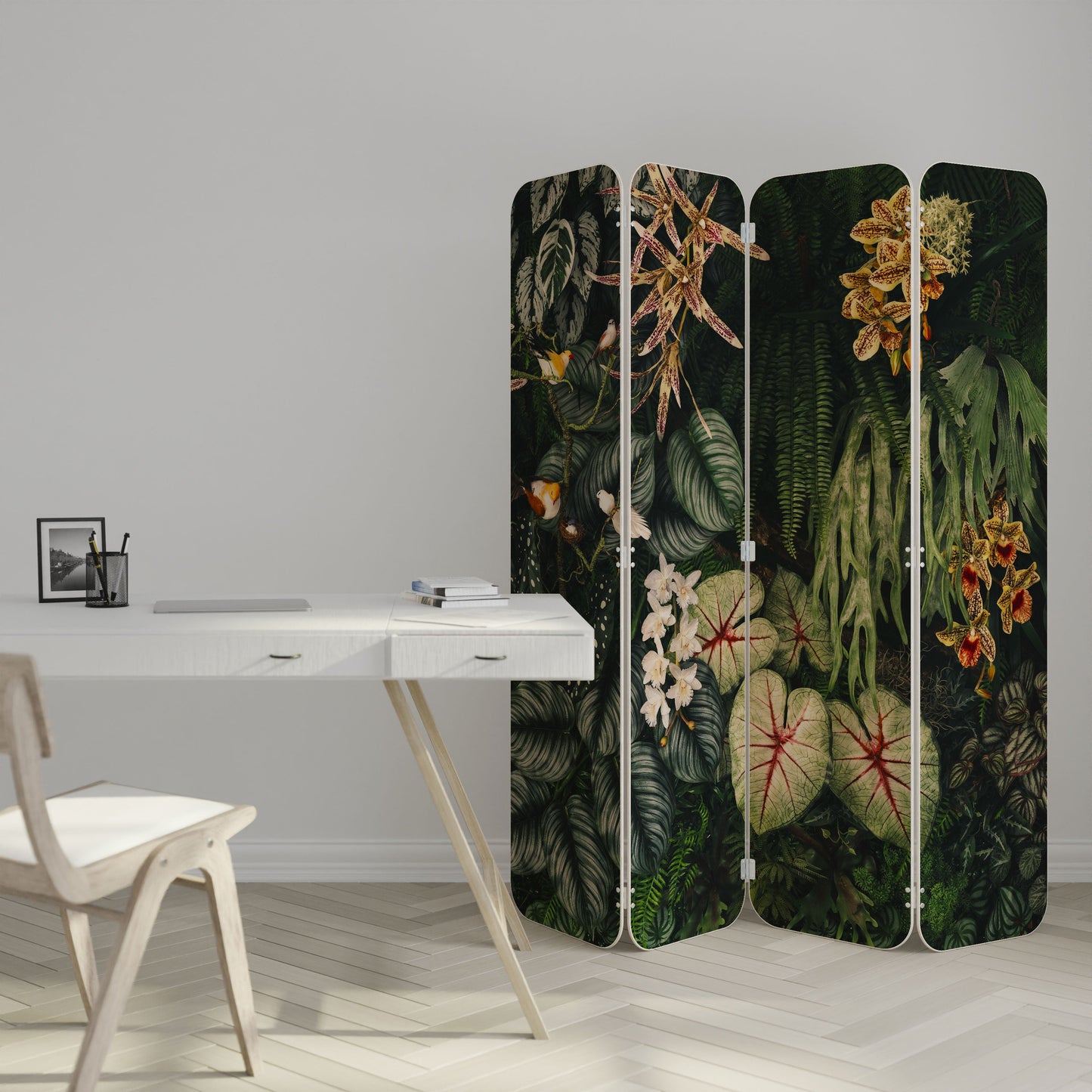 SILENT WILDERNESS 4-Panel Plywood Room Divider