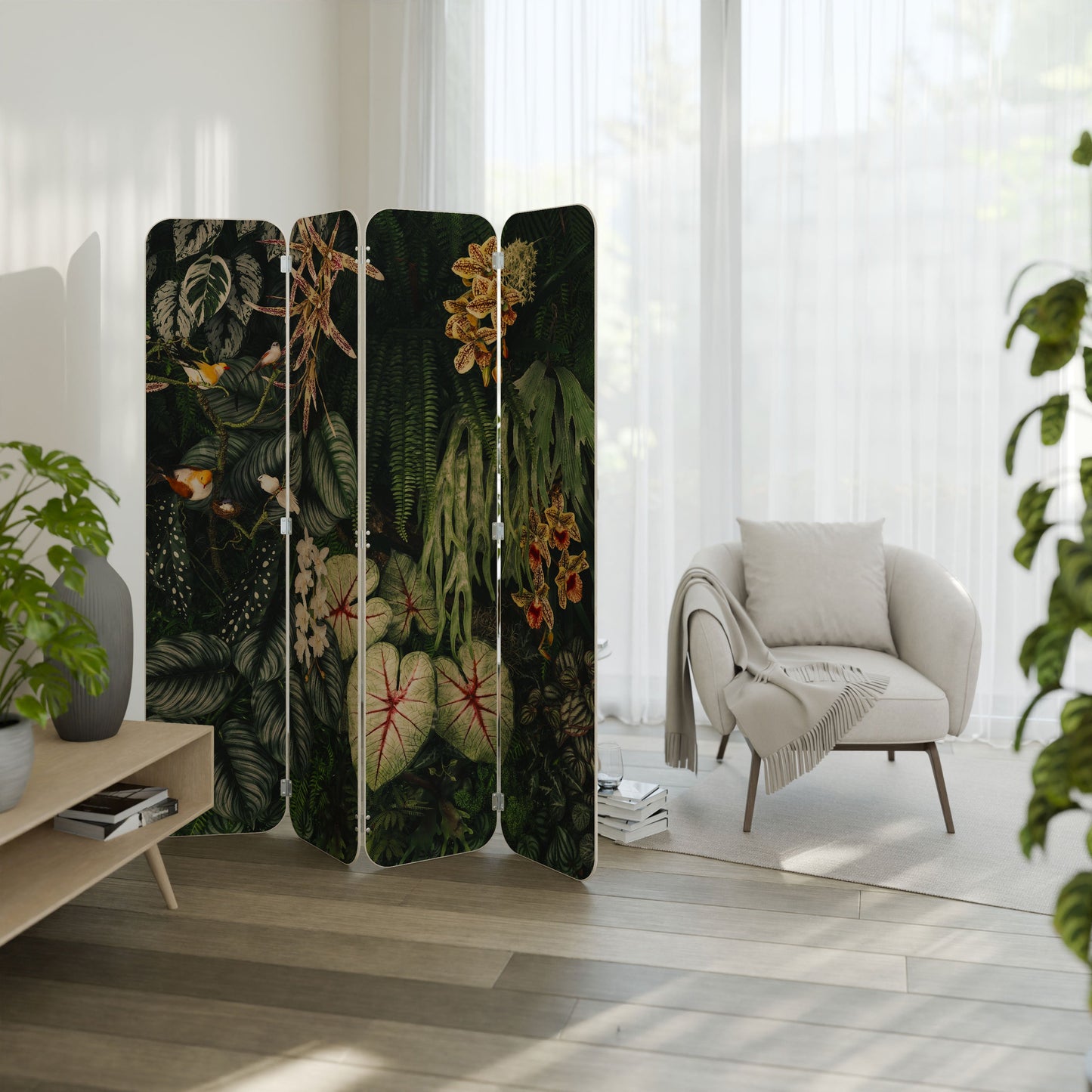 SILENT WILDERNESS 4-Panel Plywood Room Divider