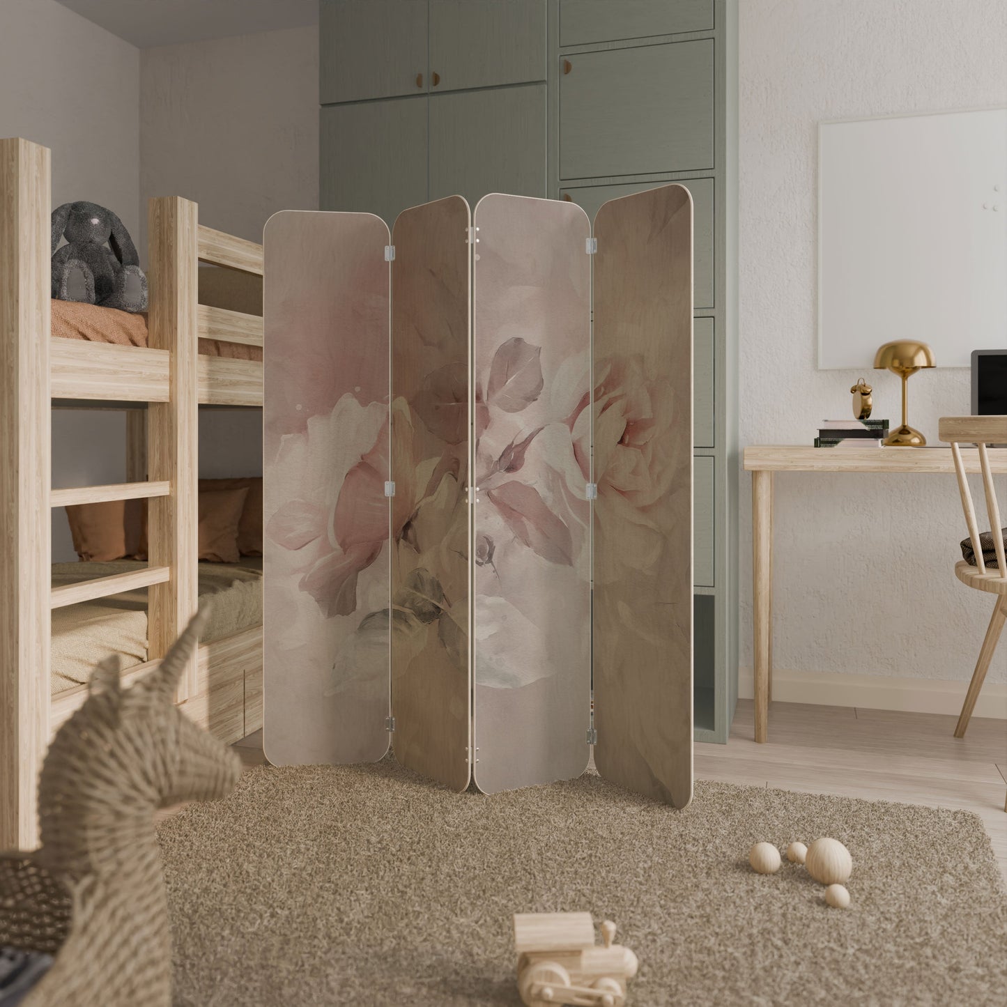 GRACEFUL DAYS 4-Panel Plywood Room Divider