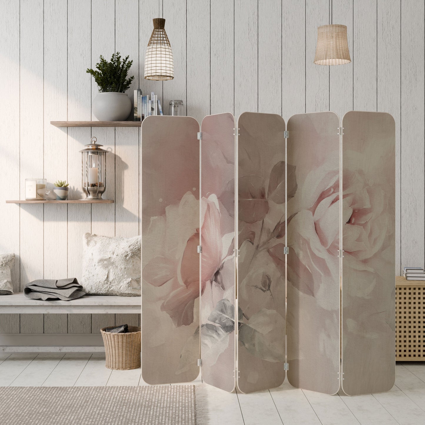 GRACEFUL DAYS 5-Panel Plywood Room Divider