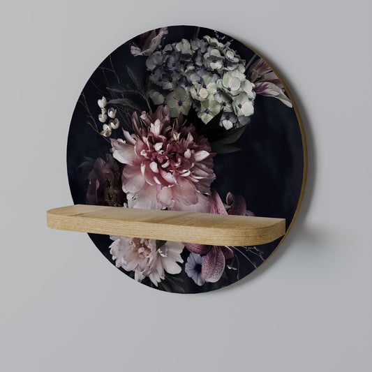 PURE BLOSSOM Round Art Shelf In Oak Effect