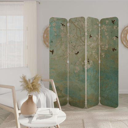 BLOOMING CHARM 4-Panel Plywood Room Divider