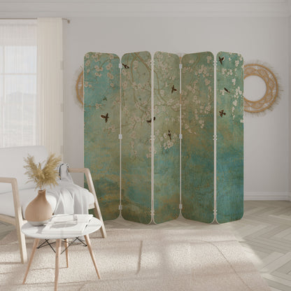 BLOOMING CHARM 5-Panel Plywood Room Divider