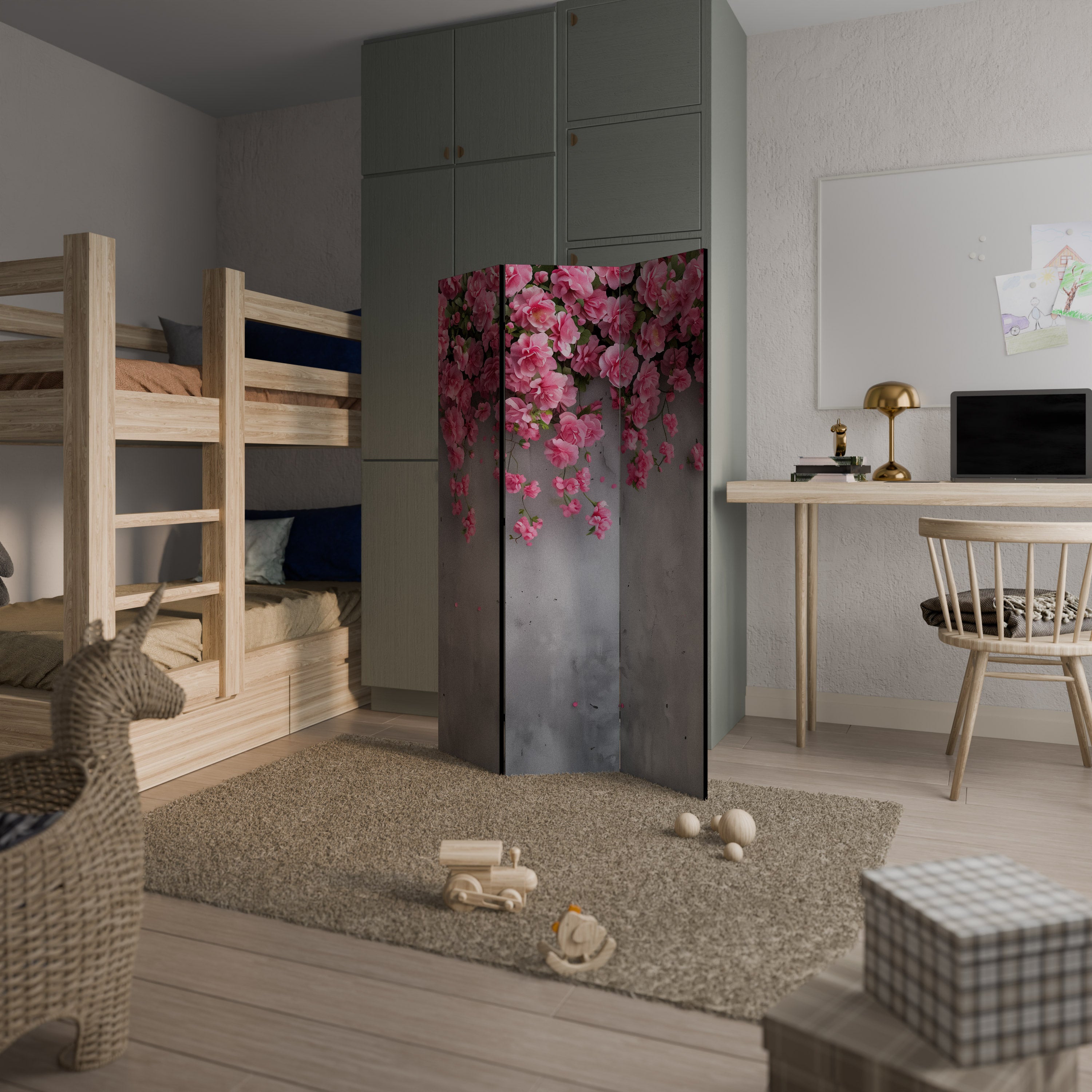 SERENE FLOWER FOLD 3-Panel Room Divider