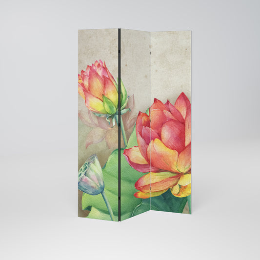 WHISPERING LOTUS BLOOMS 3-teiliger Paravent