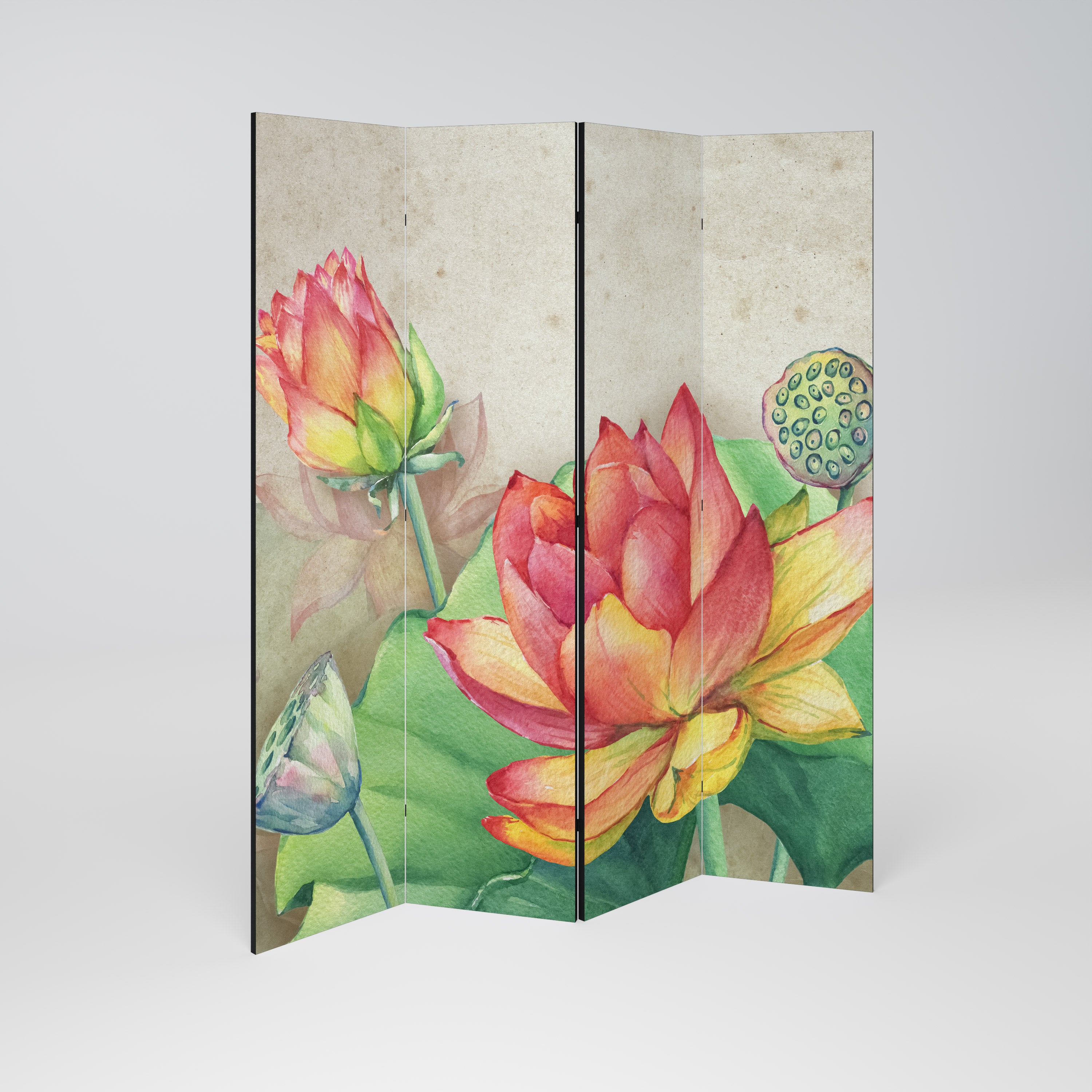 WHISPERING LOTUS BLOOMS Rumsavdelare 4 paneler