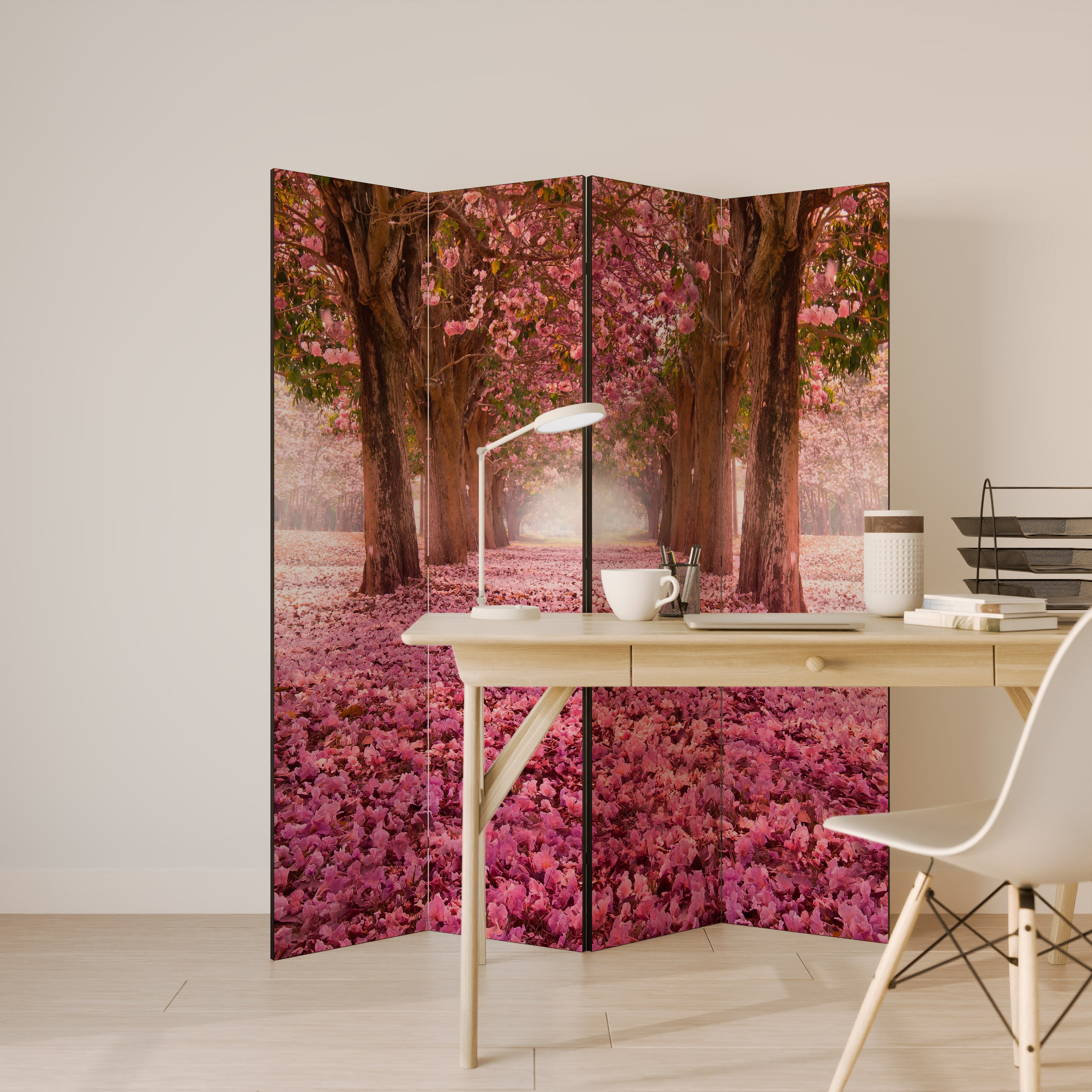 BLOSSOMING PATHWAYS Rumsavdelare 4 paneler