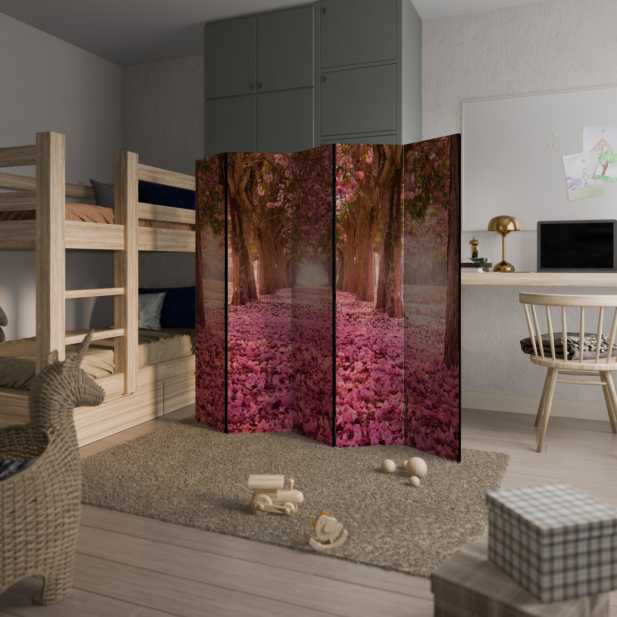 BLOSSOMING PATHWAYS Biombo de 5 paneles