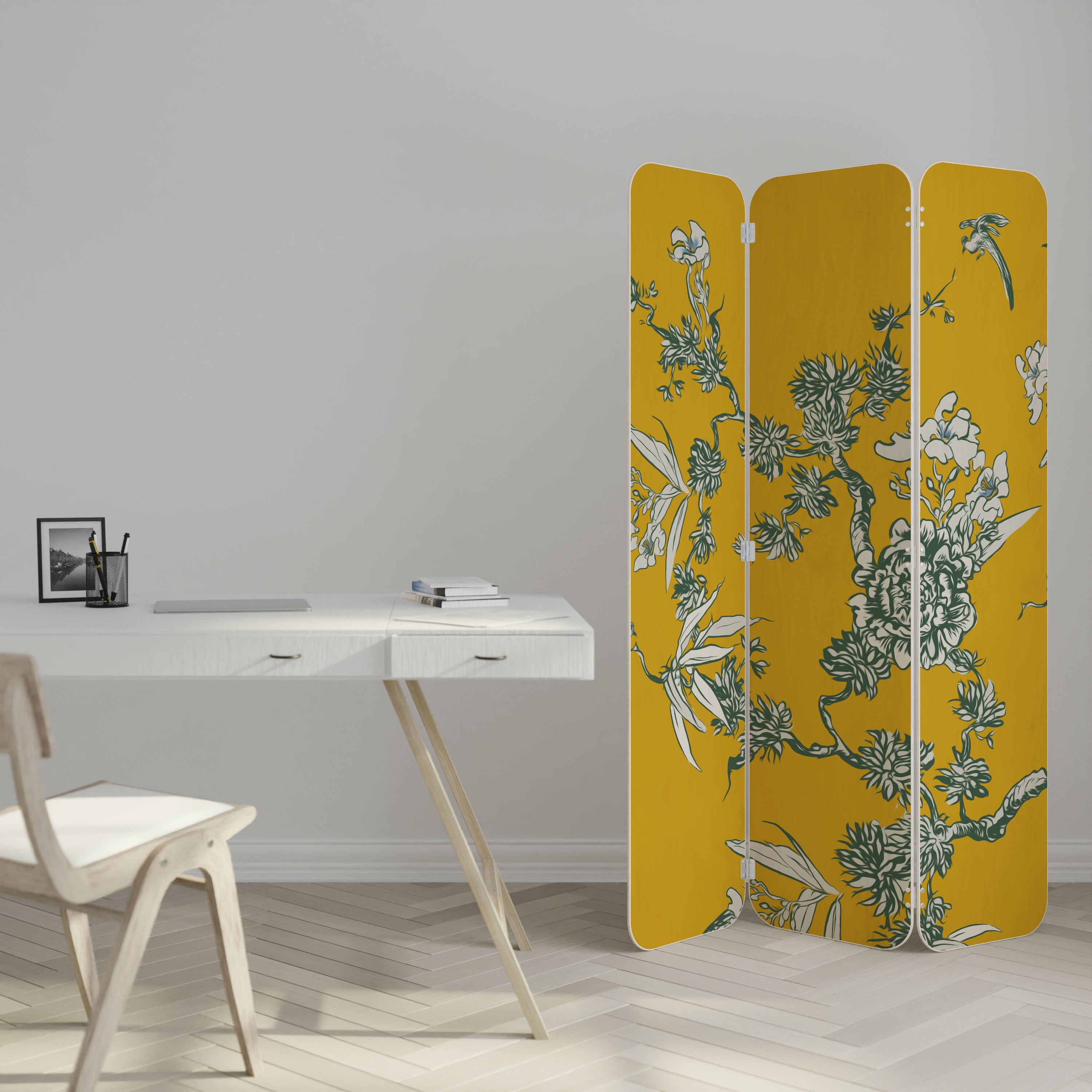 YELLOW CHINOISERIE Parawan 3-skrzydłowy