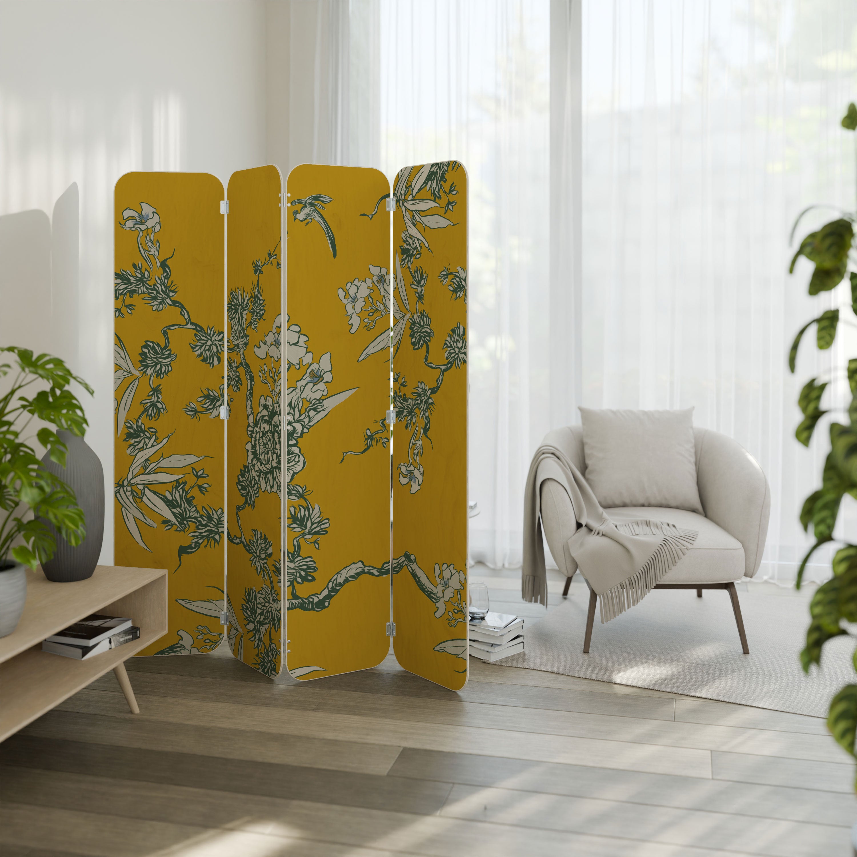 YELLOW CHINOISERIE Parawan 4-skrzydłowy