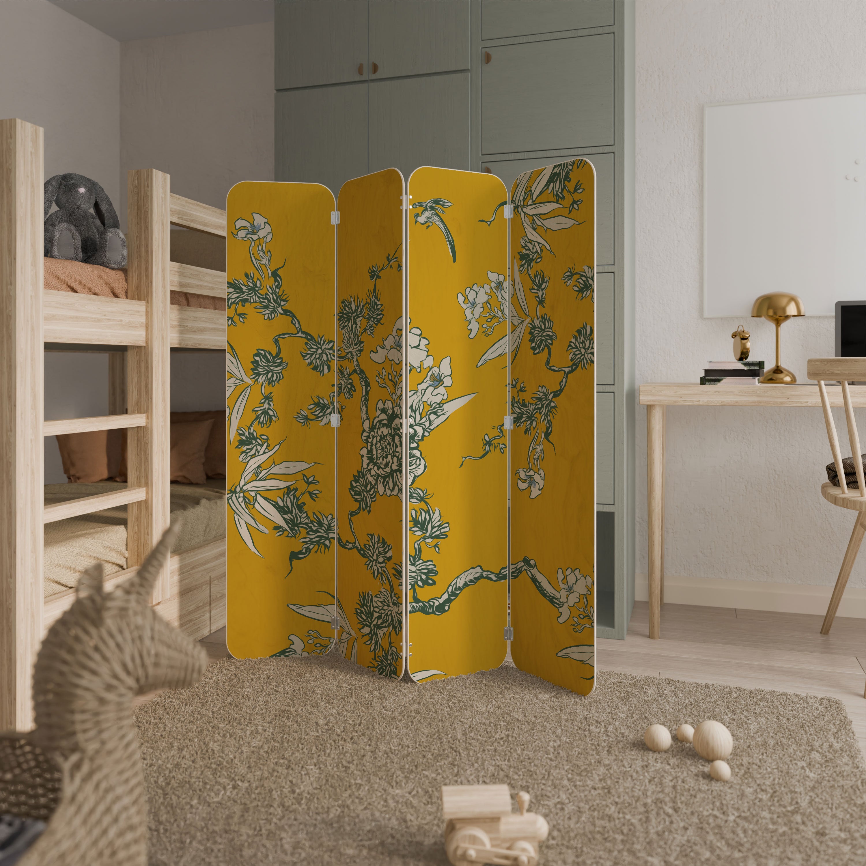 YELLOW CHINOISERIE Parawan 4-skrzydłowy