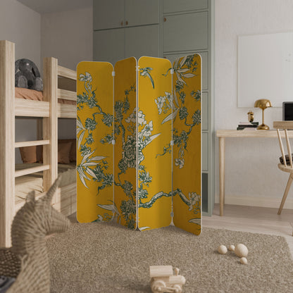 Cloison de séparation en contreplaqué à 4 panneaux YELLOW CHINOISERIE