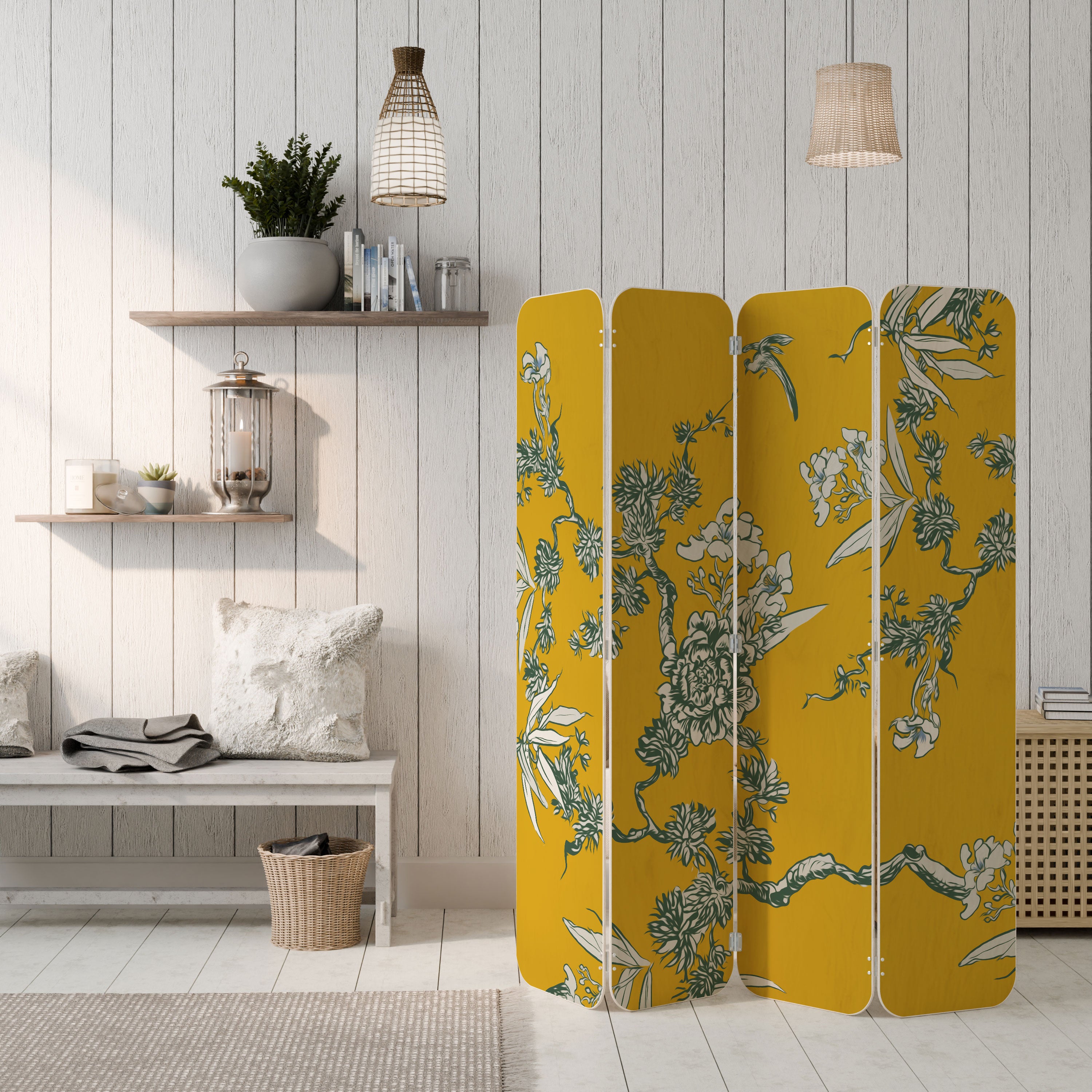 YELLOW CHINOISERIE Parawan 4-skrzydłowy