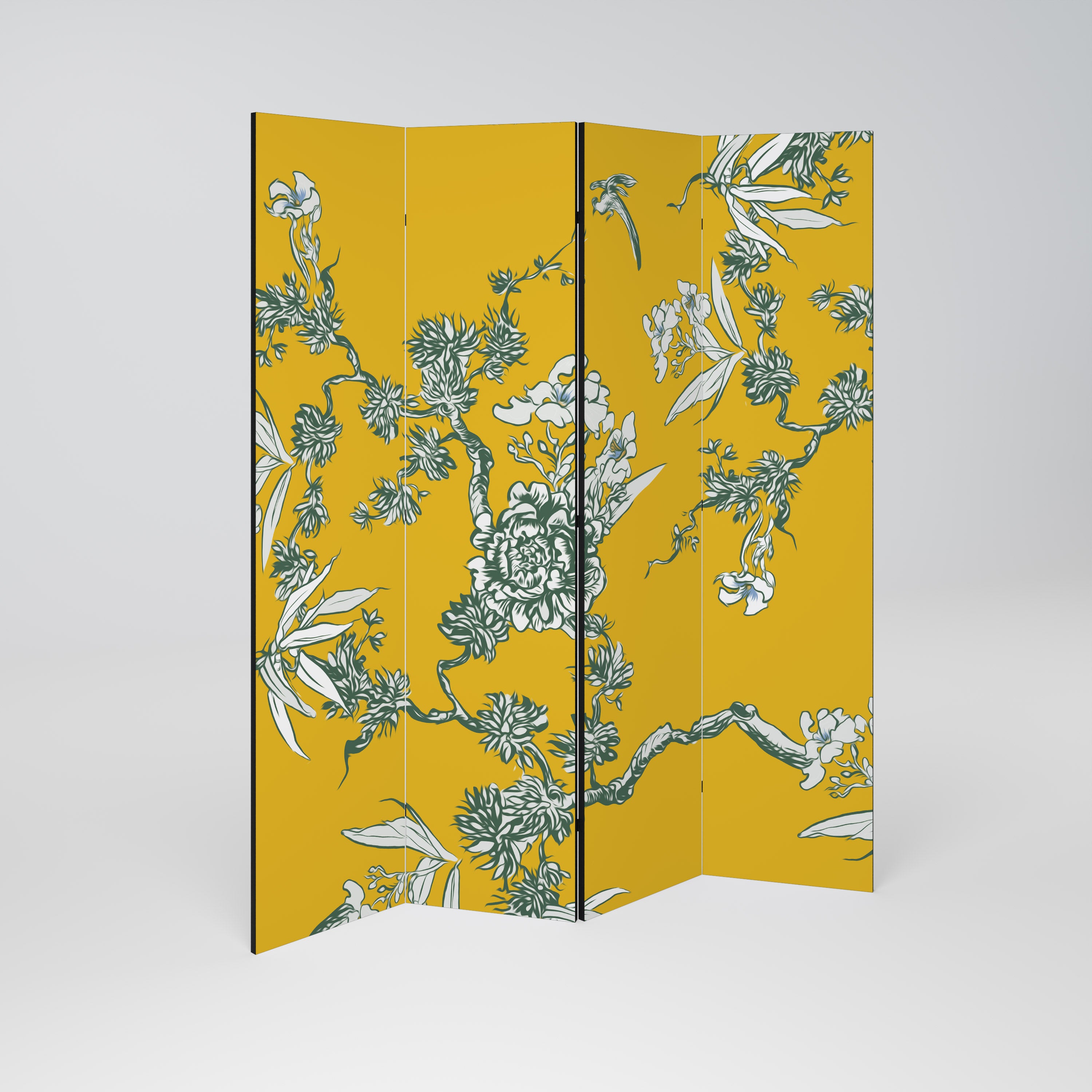 YELLOW CHINOISERIE 4-teiliger Paravent