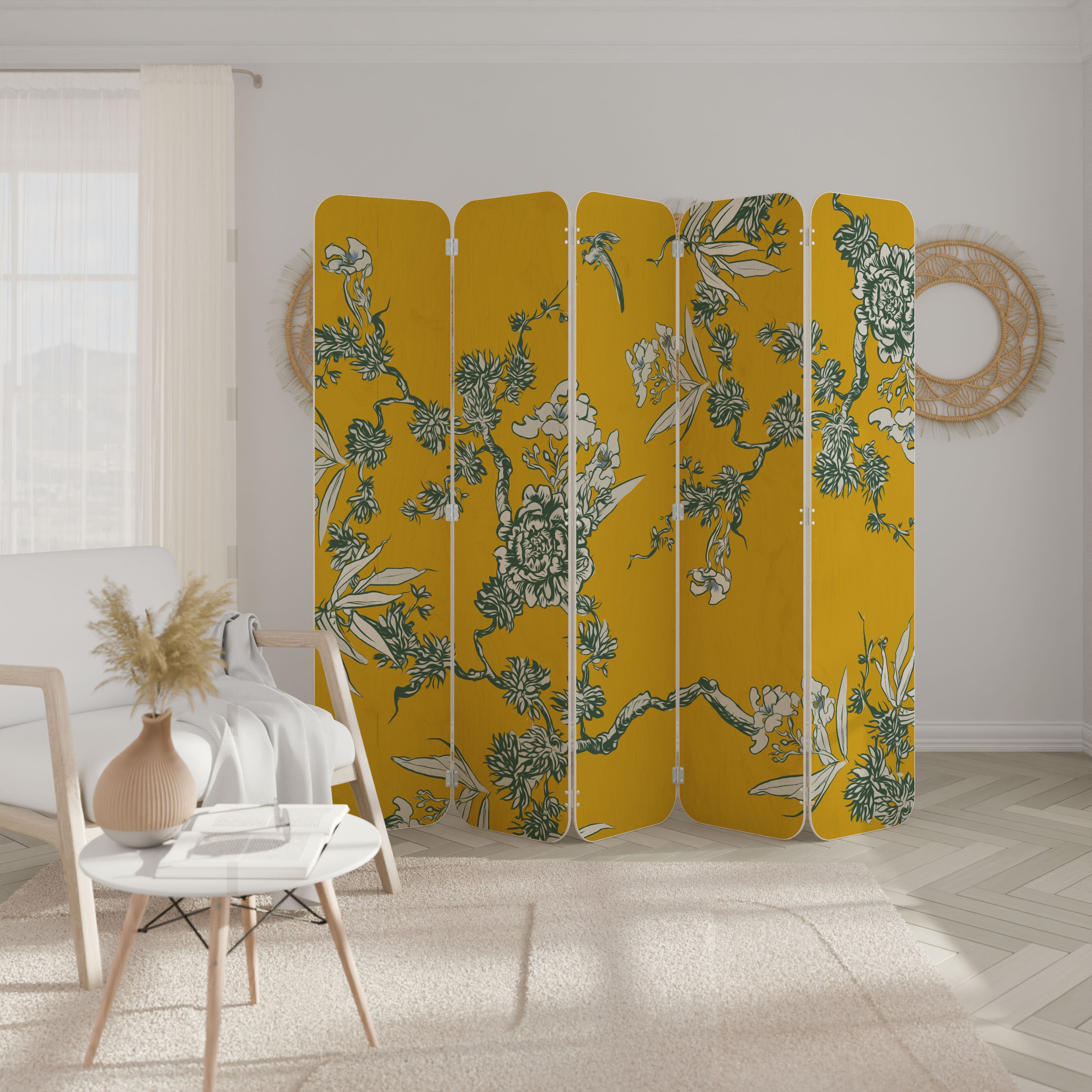 YELLOW CHINOISERIE Parawan 5-skrzydłowy