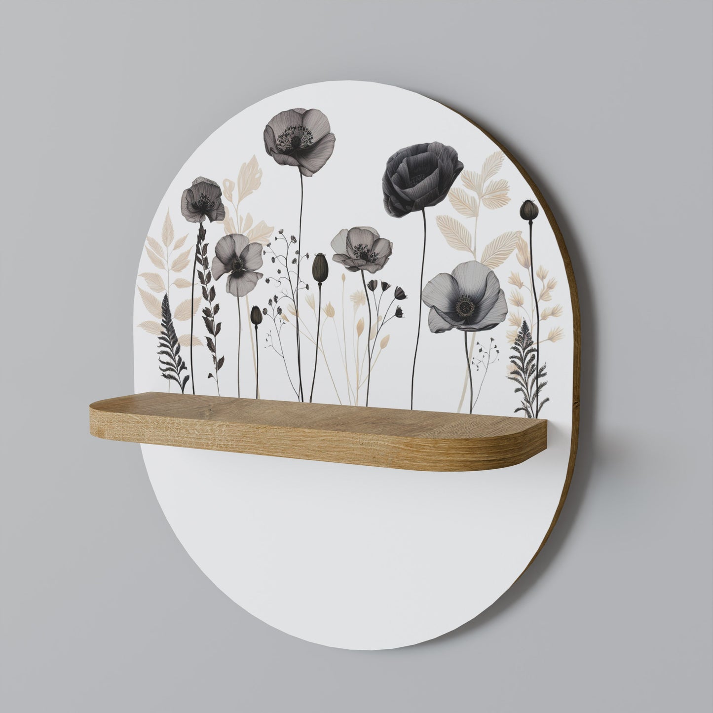 POPPY ALLURE Oval Art Shelf In Oak Effect