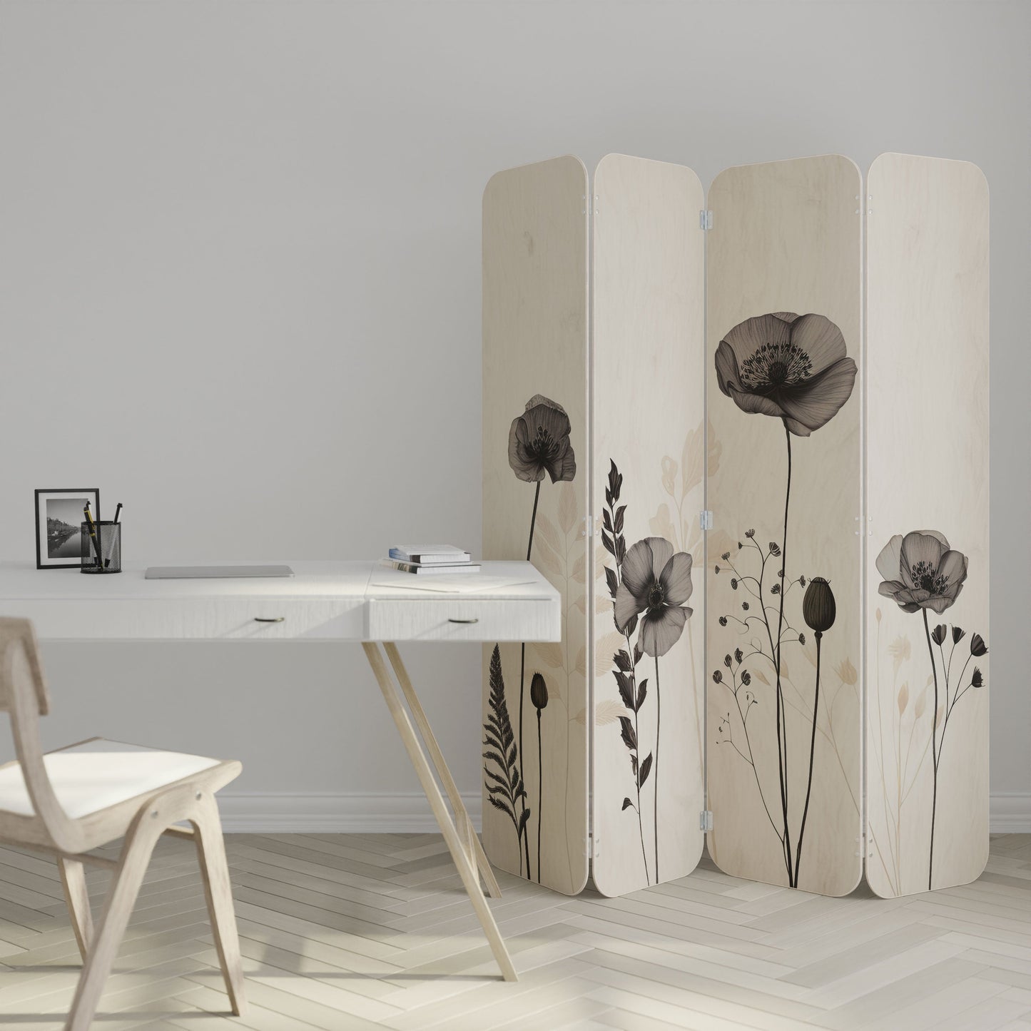 POPPY ALLURE 4-Panel Plywood Room Divider