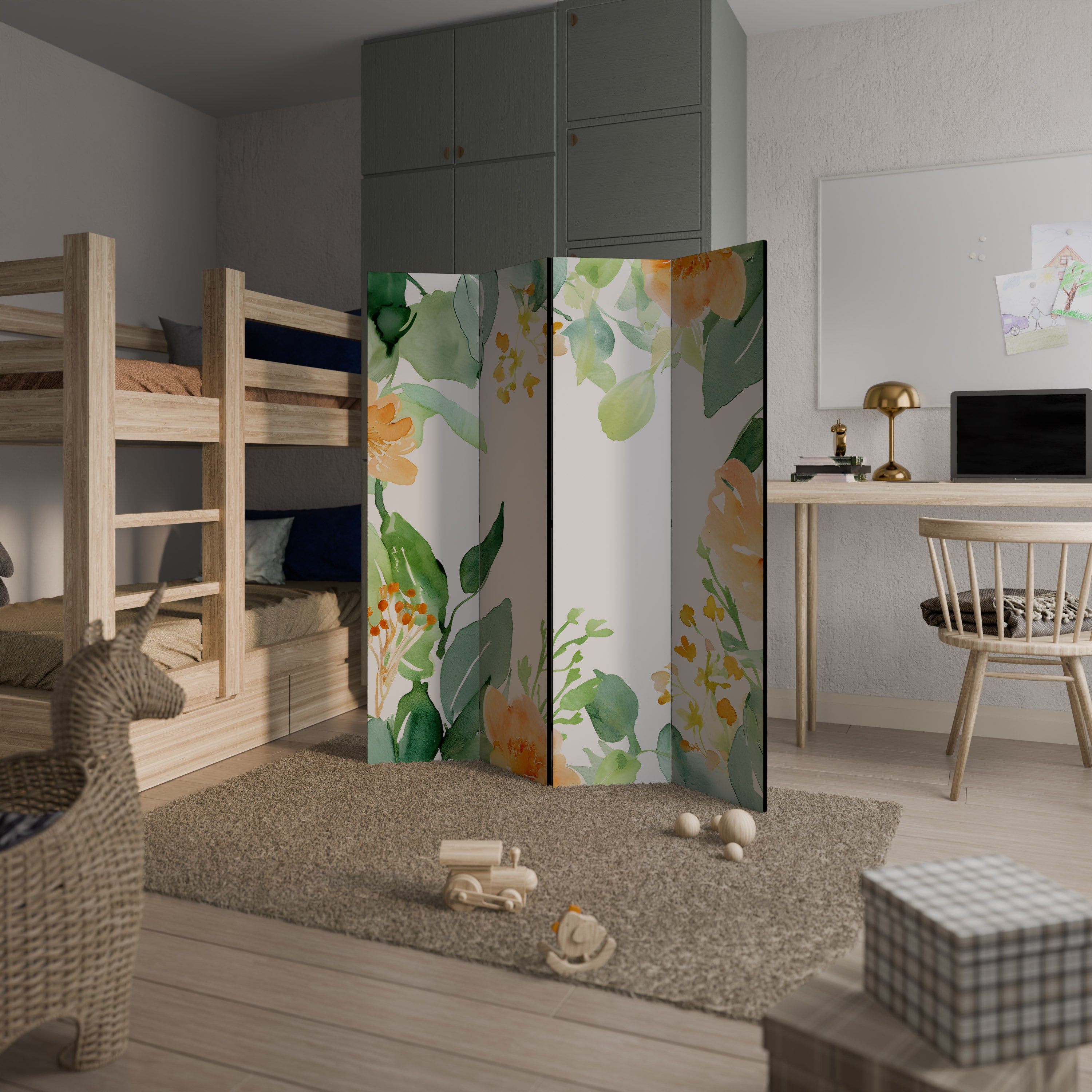 FLORAL SERENITY SPLIT 4-Panel Room Divider