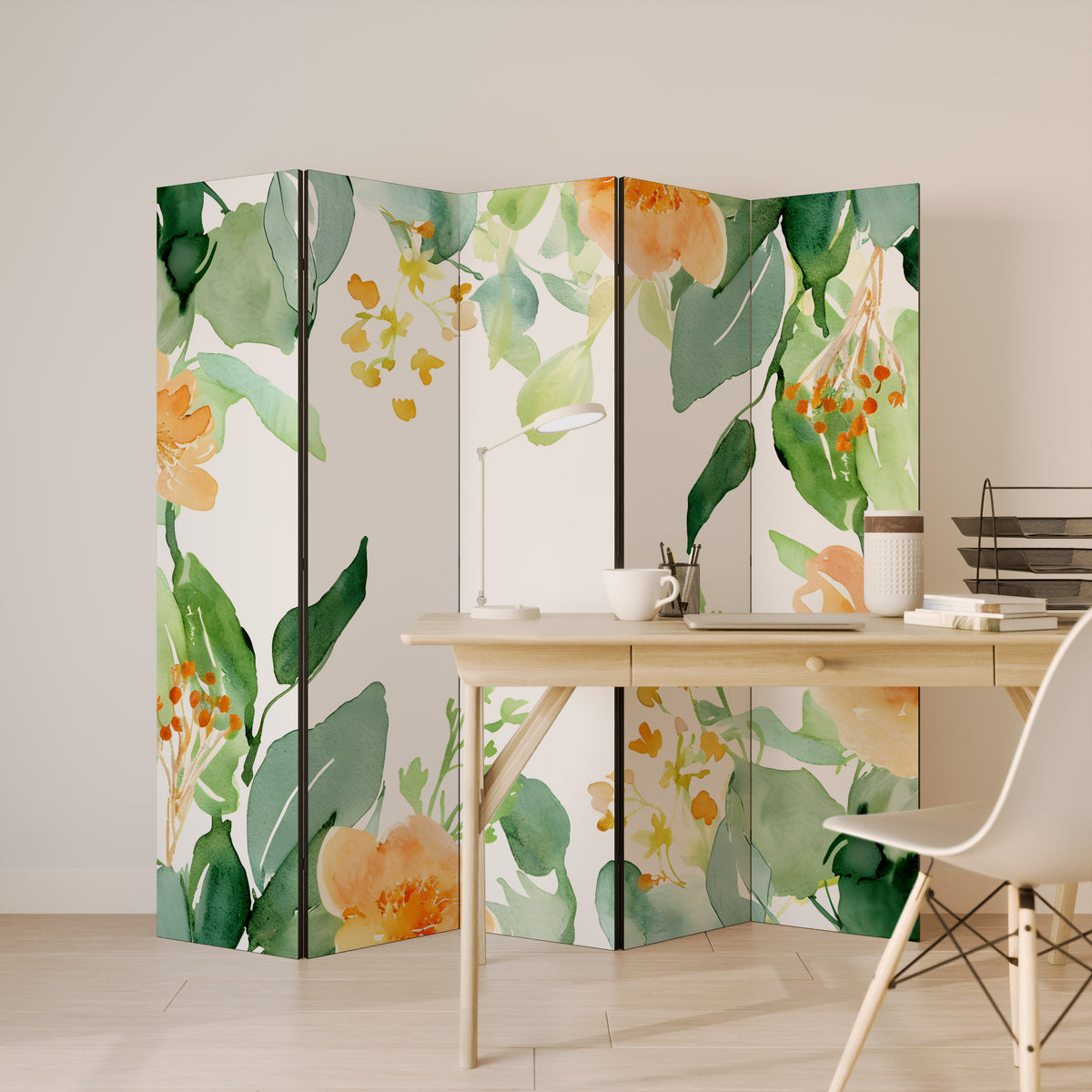 FLORAL SERENITY SPLIT Biombo de 5 paneles